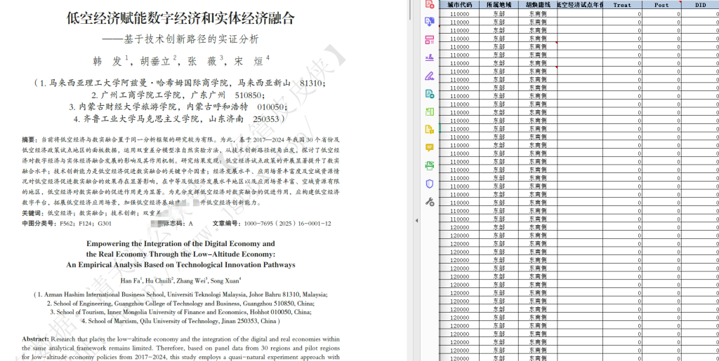 2000-2025年 地级市-低空经济试点DID（xlsx+文献）