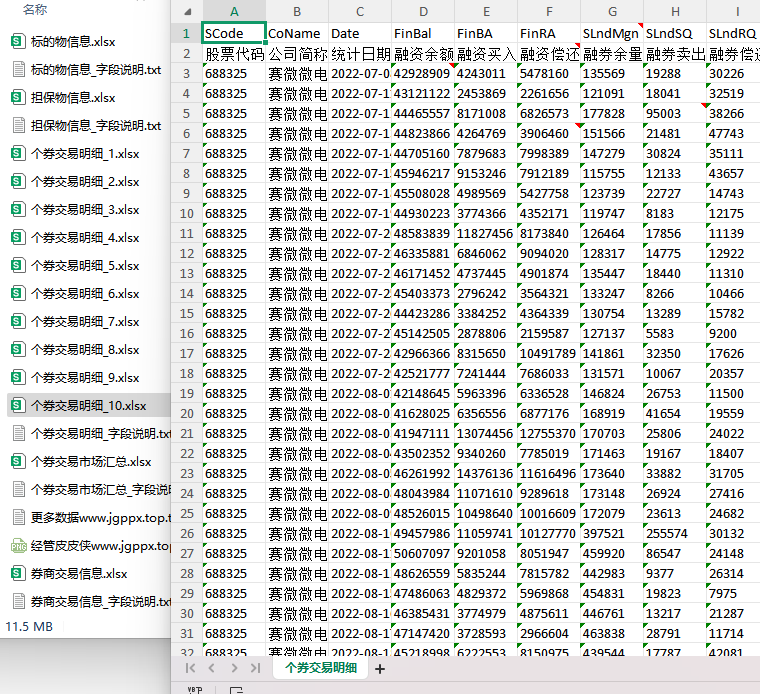 2010-2024年 CMTD中国融资融券数据库 xlsx