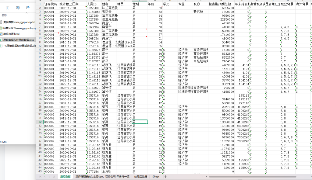 2005-2024年 CEO特征数据CEO基本信息数据 xlsx
